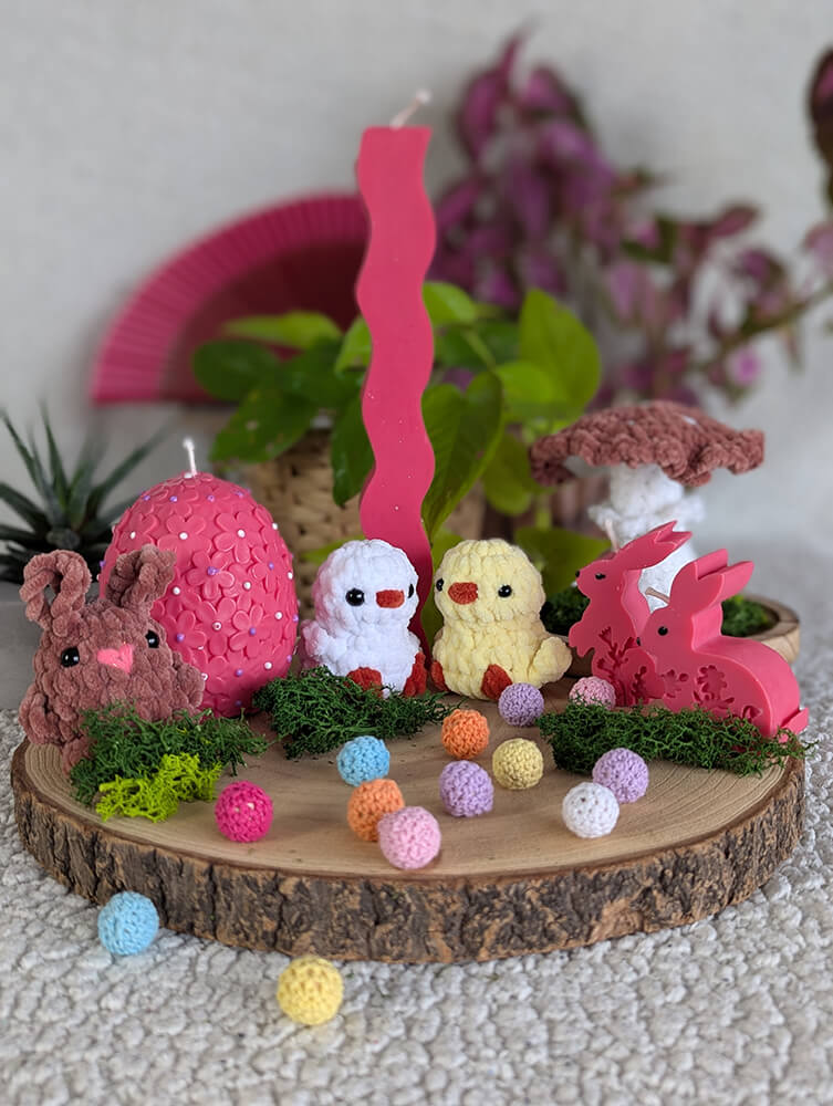 Coffret bougie peluche fait main crochet